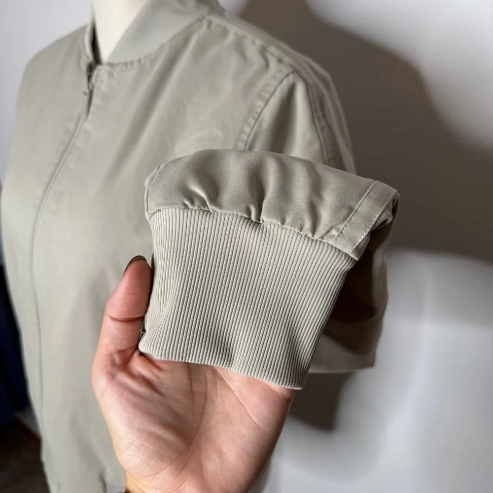 Lululemon Non Stop Bomber Jacket Raw Linen Reversible Quilted Nylon Size 10